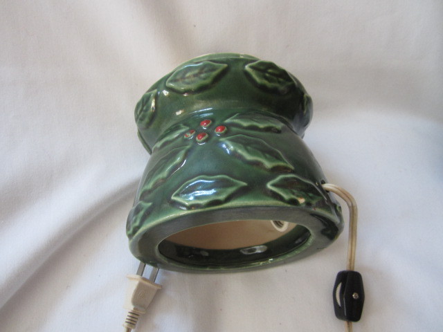 Vintage Green Ceramic Christmas Tree with Light Bulb Base