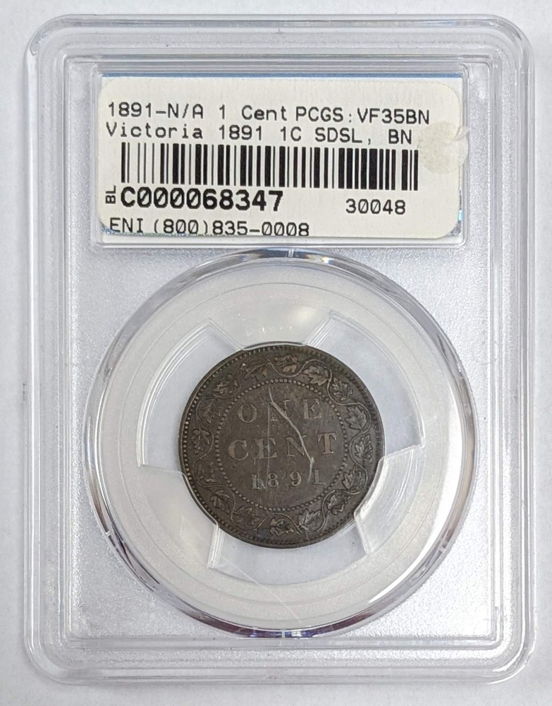 1891 Canada 1c SDSL PCGS VF 35