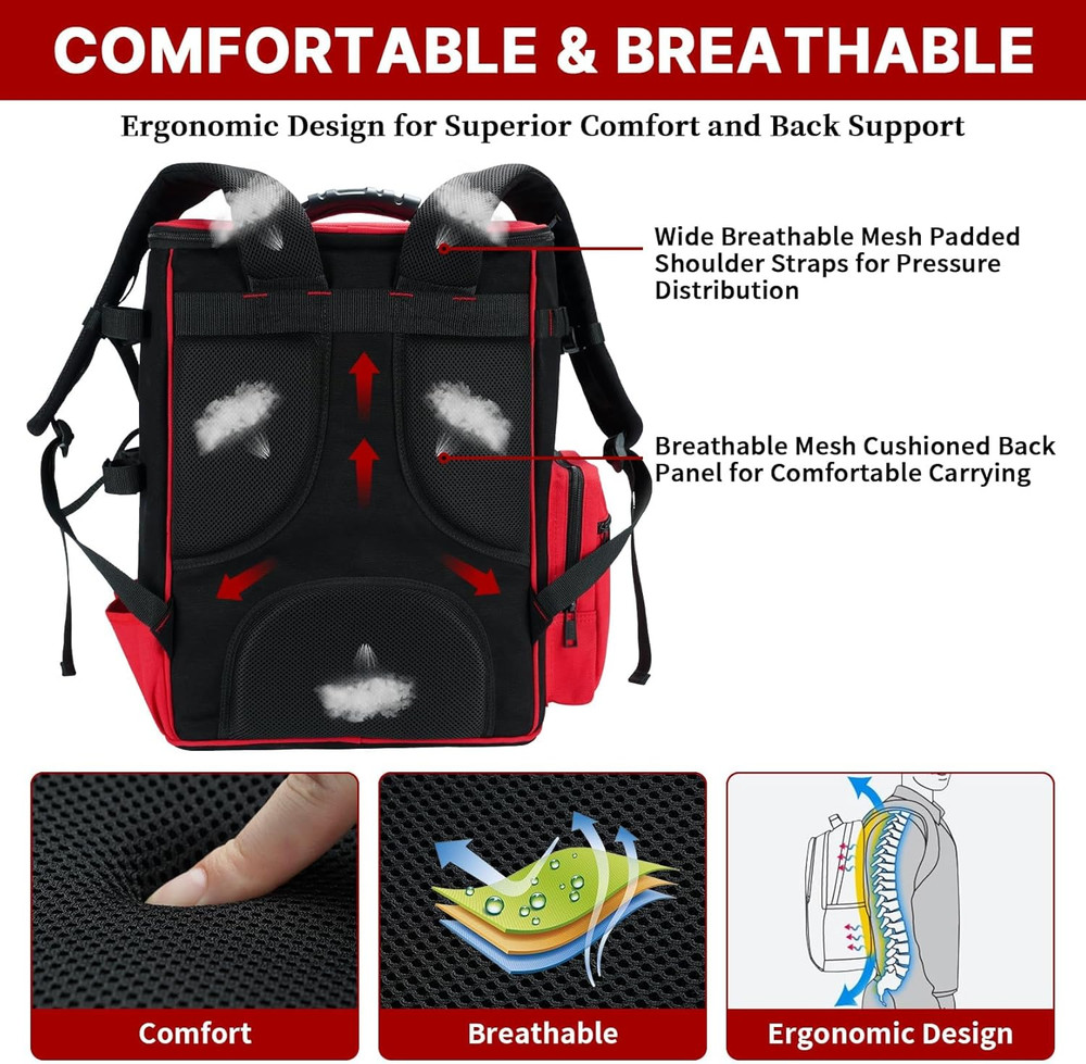 Fire-Resistant Welding Backpack 32.56L - Large Tool & Helmet Storage