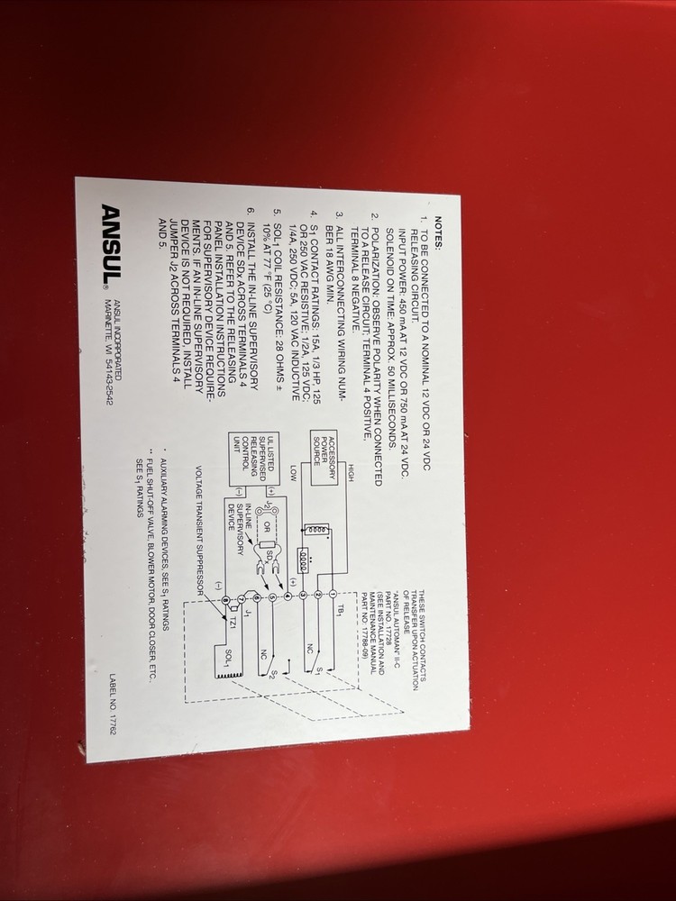 Ansul Automan II-C Releasing Device