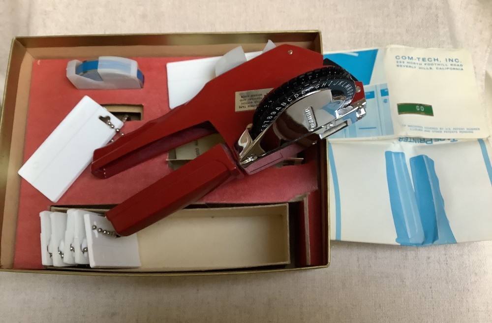 Vintage Com Tech Tape Printer Label Maker in Original Box
