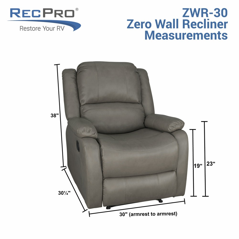 RecPro Charles 30" RV ZWR Cloth Zero Wall Recliner Chair RV Furniture 2pk