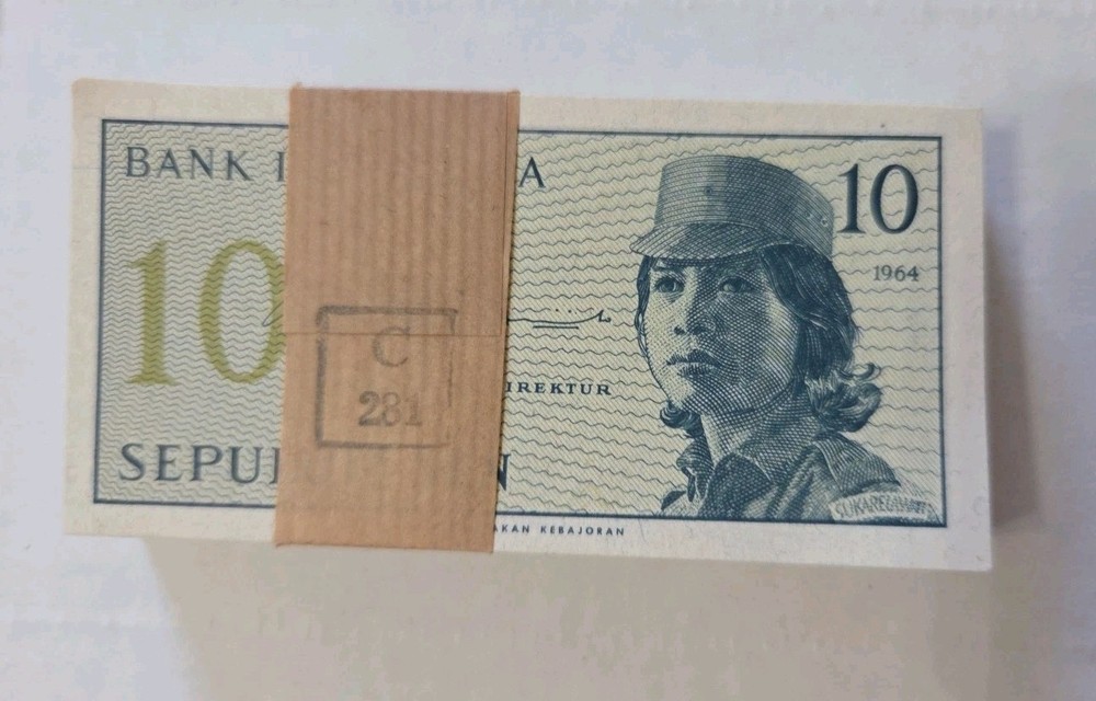 1964 INDONESIA 10 Sen, Bundle UNC Uncirculated