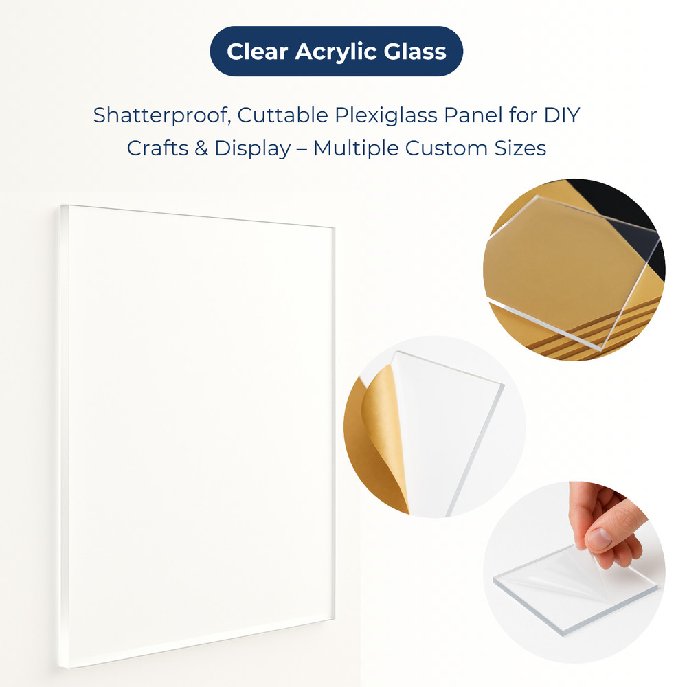 Clear Acrylic Plexiglass Sheet – Various Sizes, 1/8", 1/4", 1/2" Thickness
