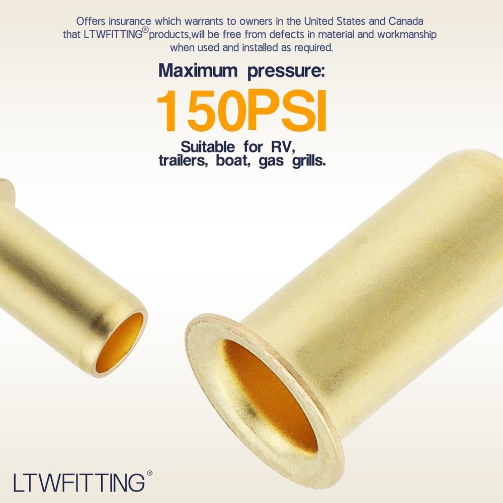 LTWFITTING 3/8-Inch Brass Compression Insert,Brass Compression Fitting(Pack o...