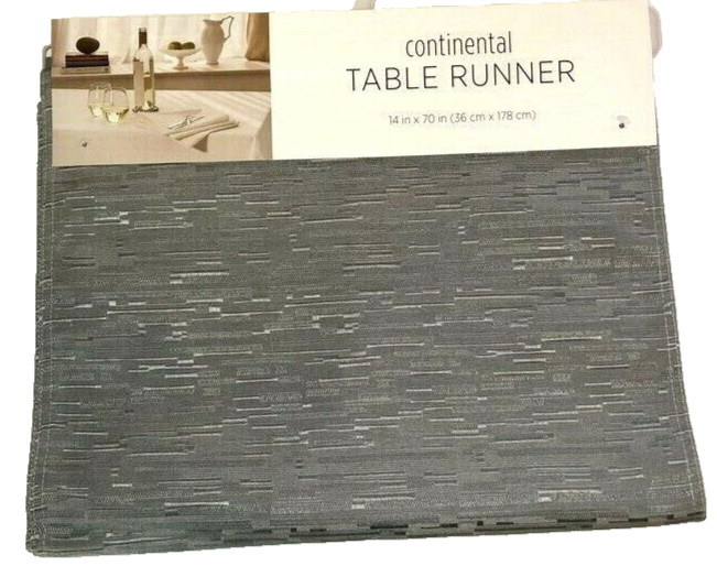 Continental Collection Table Runner 14x70" Gray Spill Proof Polyester Bardwil