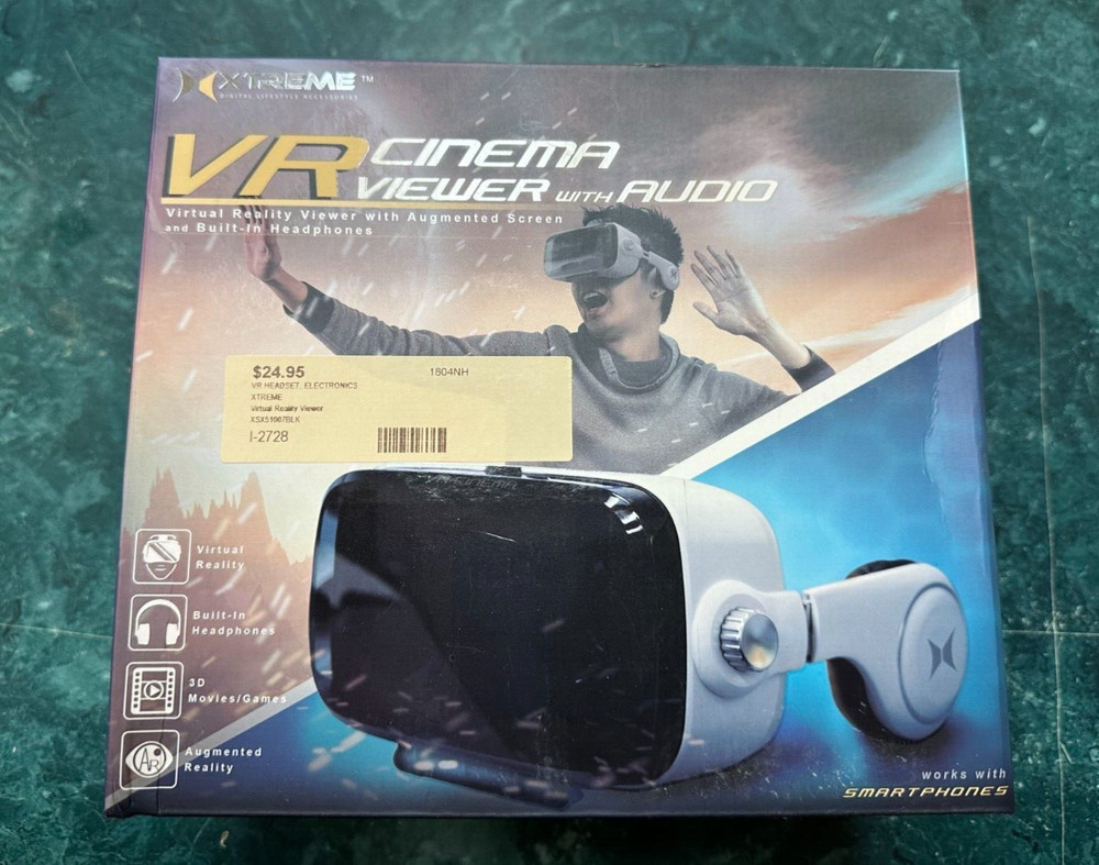 VR Cinema Viewer With Audio Virtual Reality Headset.