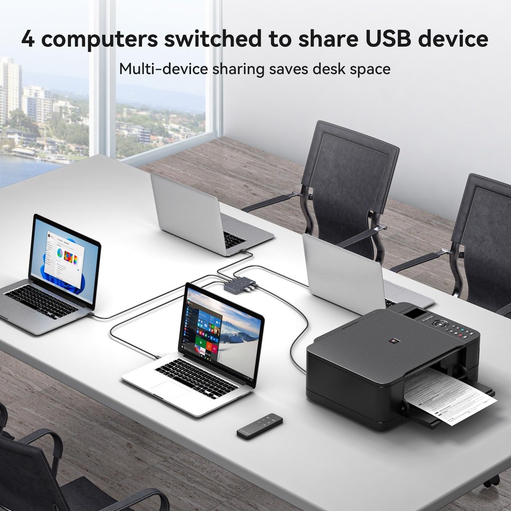 USB 3.2 Switch Selector 4 Computers Share 1 USBC & 3 USBA Devices 10Gbps 4 Po...