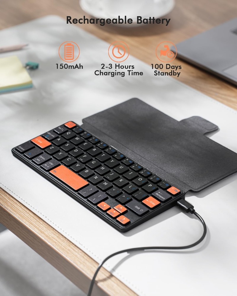 Doohoeek Universal Bluetooth Mini Keyboard, Wireless Compact Keyboard with Or...
