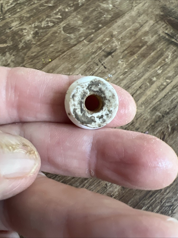 Tiny Antique WHITE PORCELAIN DRAWER PULL Chip