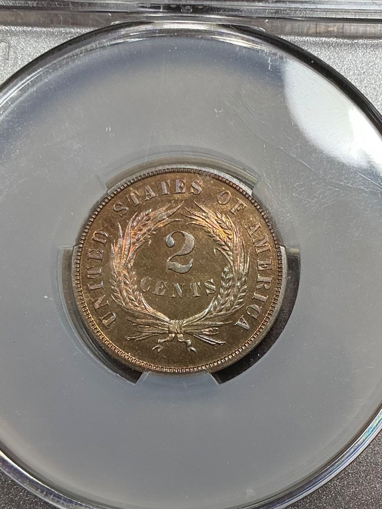 1868 TWO CENT PIECE PROOF CACG PR66RB STUNNING PROOF