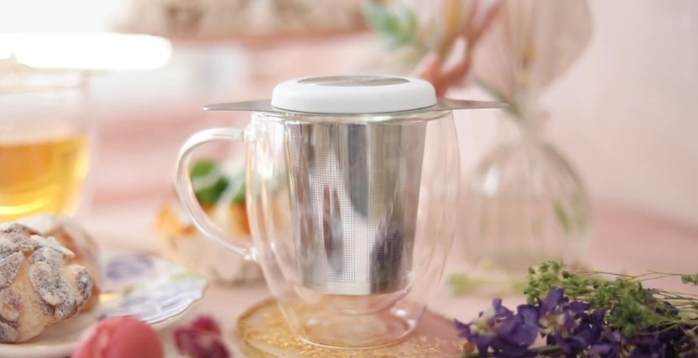 Universal Loose Tea Infuser with Dual-function Lid/Dish Fits Cups, Mugs, Teapots