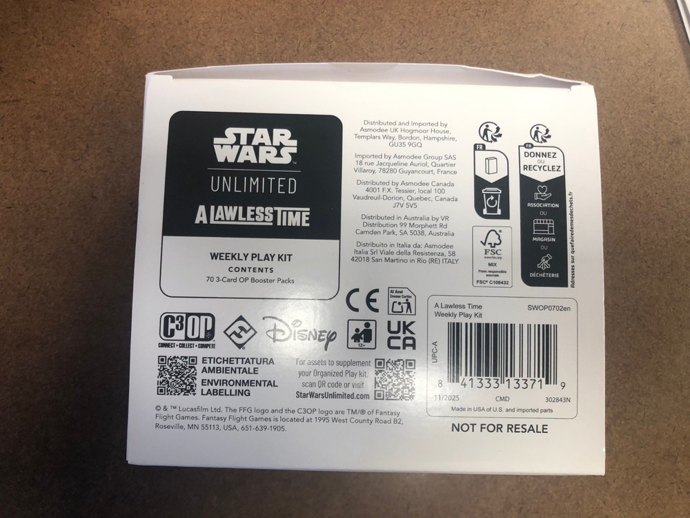 Star Wars Unlimited A Lawless Time Weekly Play Kit
