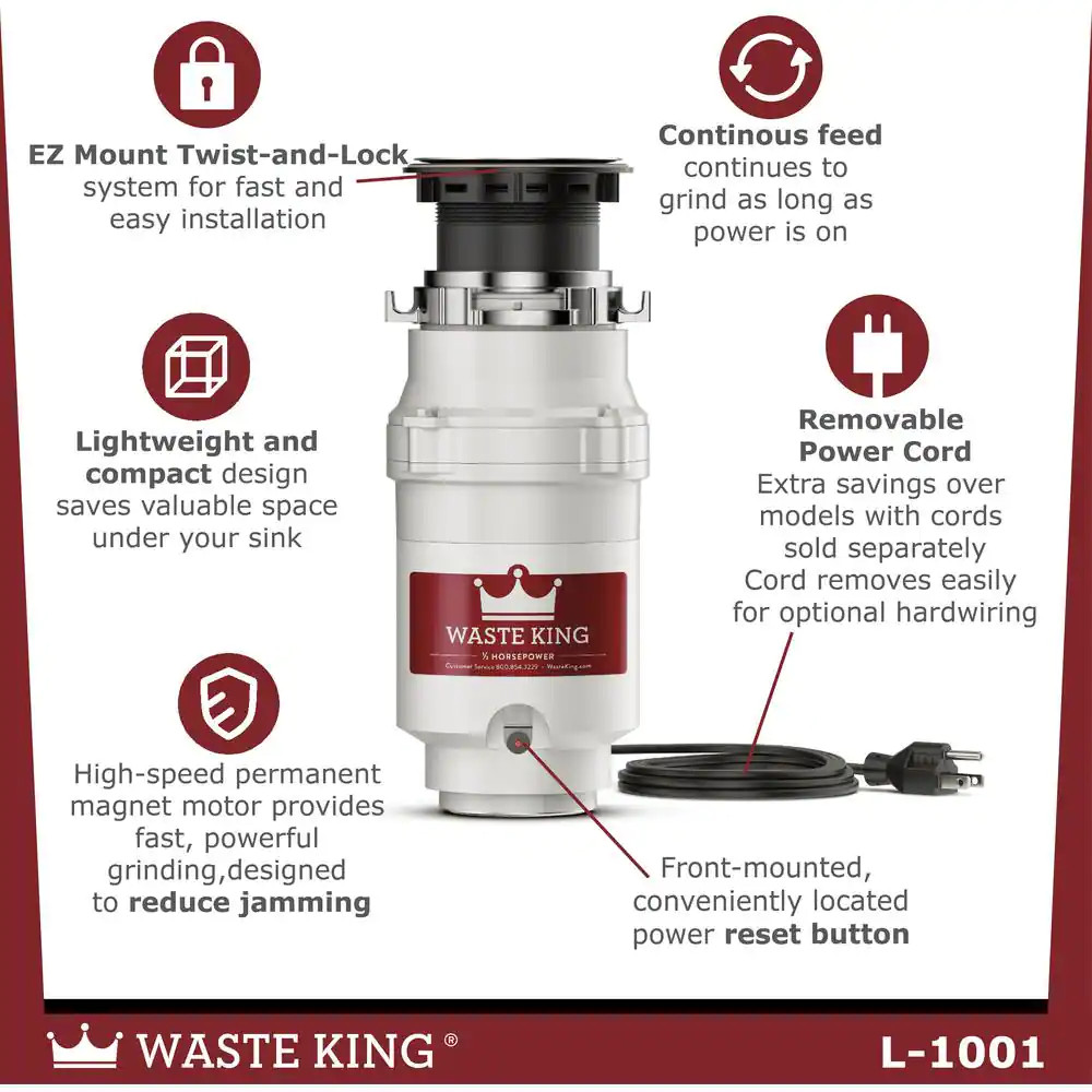 Legend Series 1/2 HP Continuous Feed Garbage Disposal