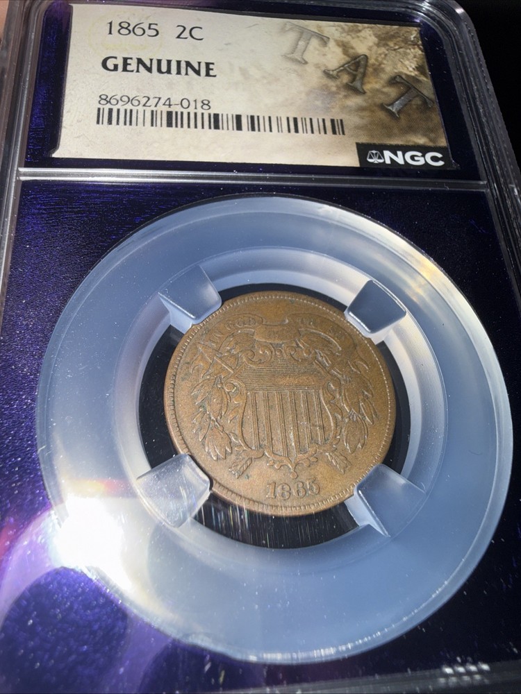 1865 2C piece NGC Genuine