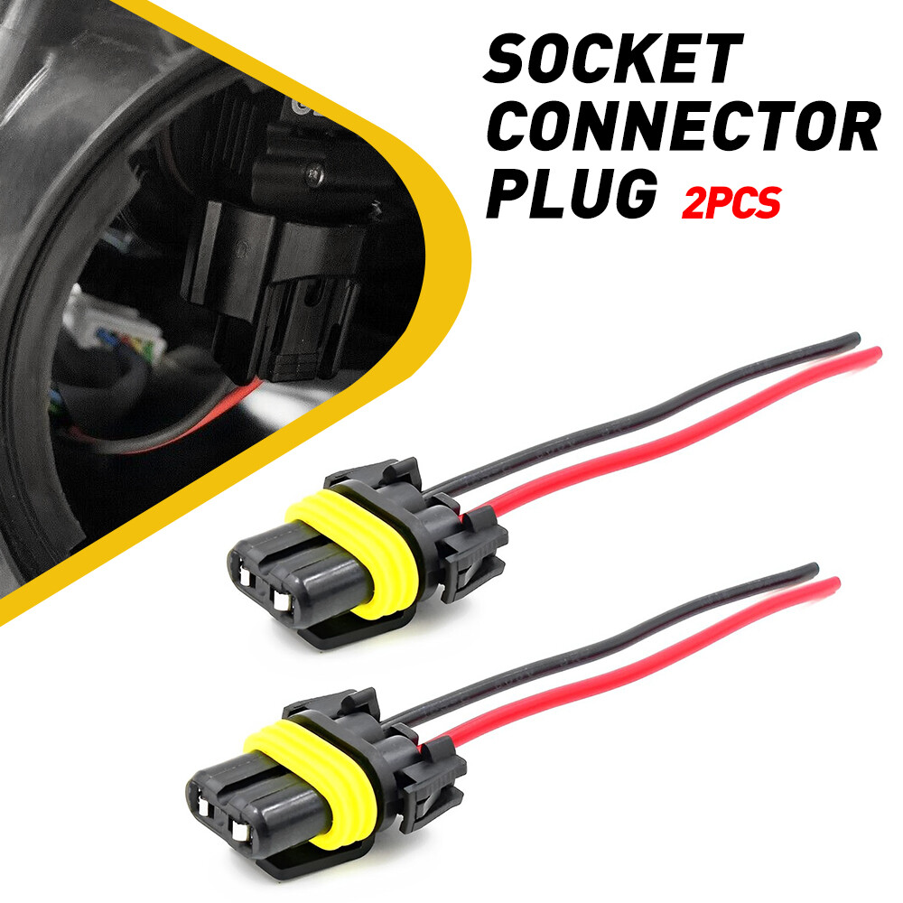 H11 Wire Pigtail S Female Two Harness Light Head Low Beam Socket Connector Plug