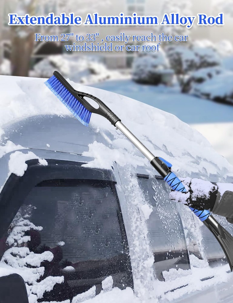 Extendable Snow Brush and Ice Scraper for Car Windshield and Windows