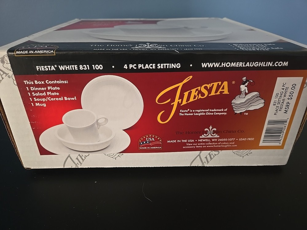 Fiesta White 4 pc. place setting dinnerware new 831 100