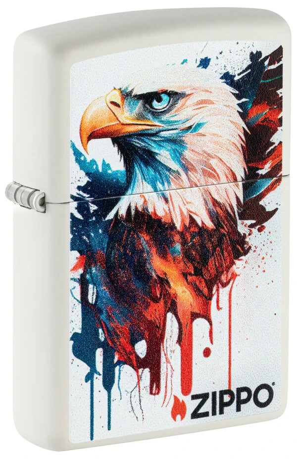 Zippo Painted Eagle Design Color Image White Matte 46692