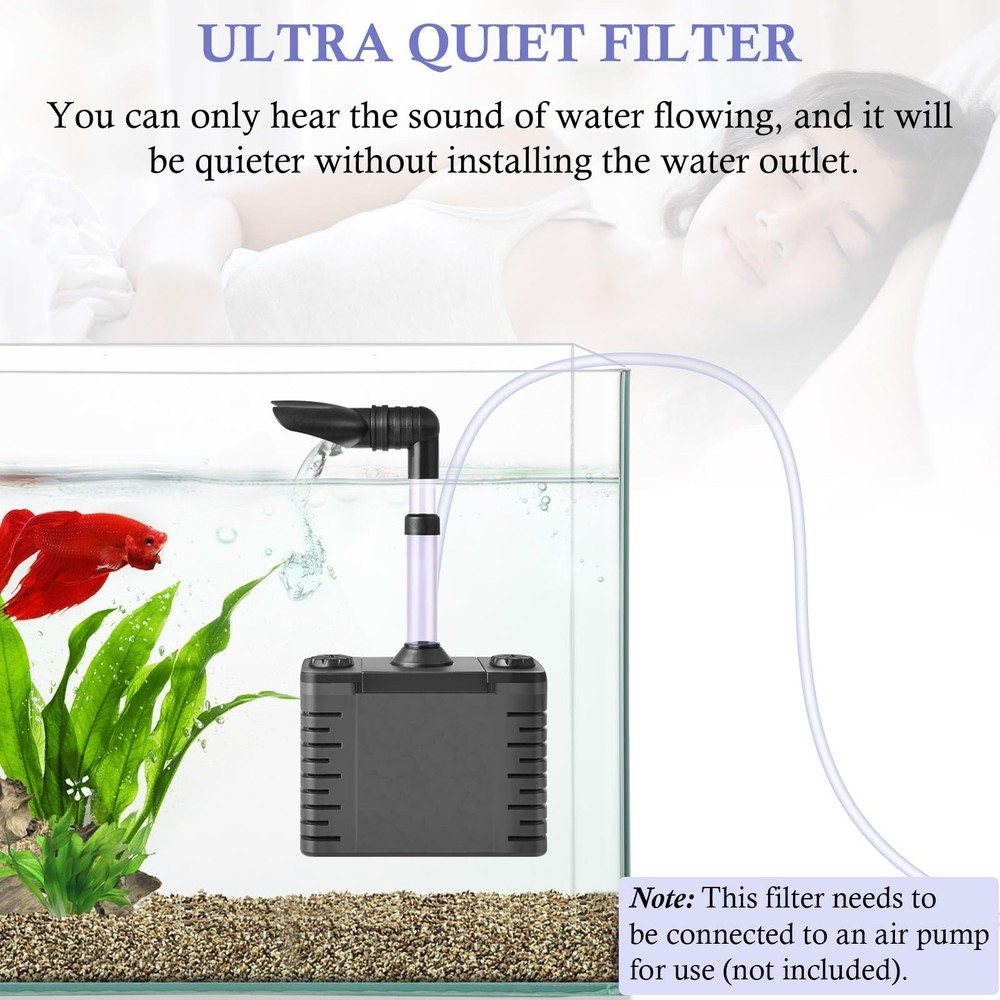 Dirvin Aquarium Filter, Removable Powerful Internal Fish Tank Filter with 130...