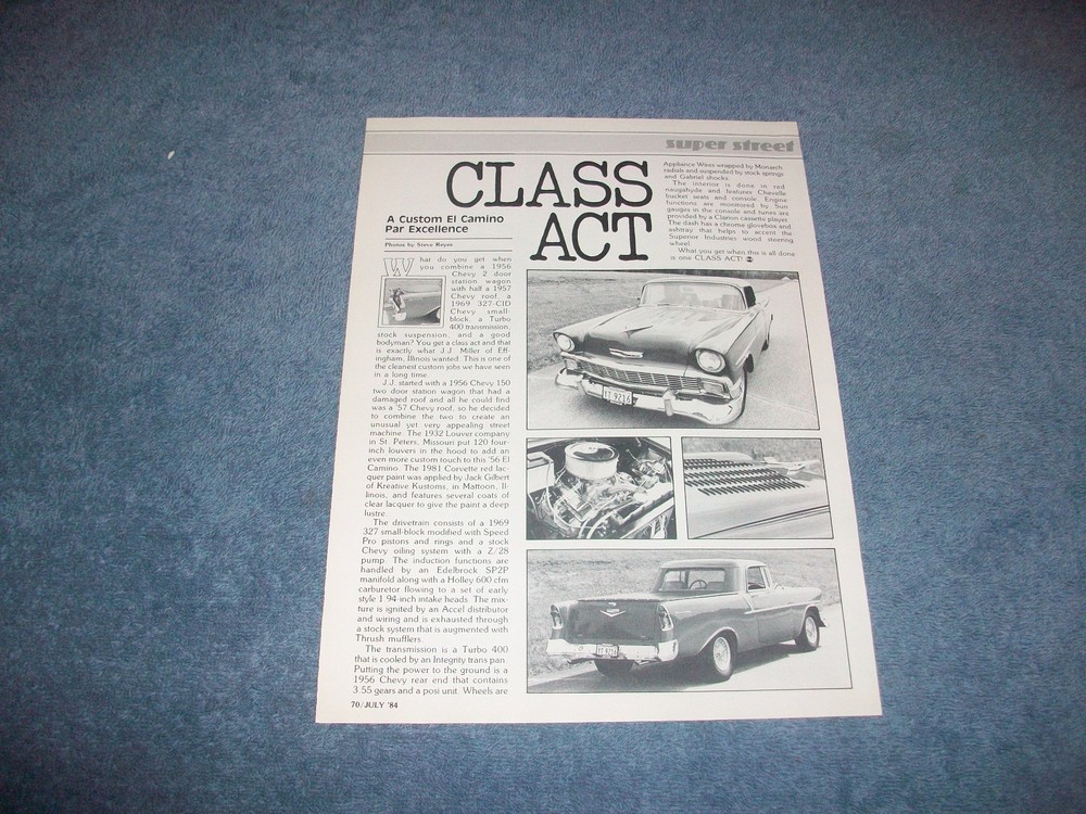 1956 Chevy Custom El Camino Article "Class Act" ---From 1984--- Wagon