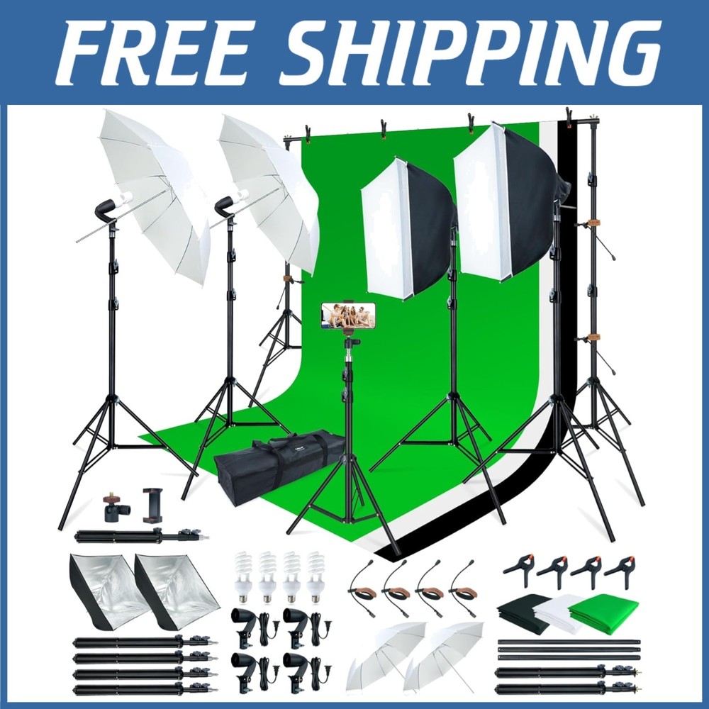 Complete Photo Video Lighting Set w/ Backdrops
