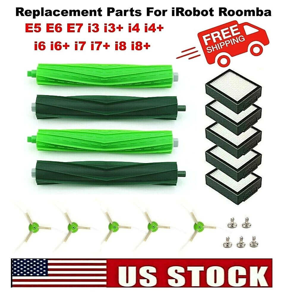 For iRobot Roomba Replacement Parts Side, Roller Brushes, Filters E5 E6 E7 i3 +