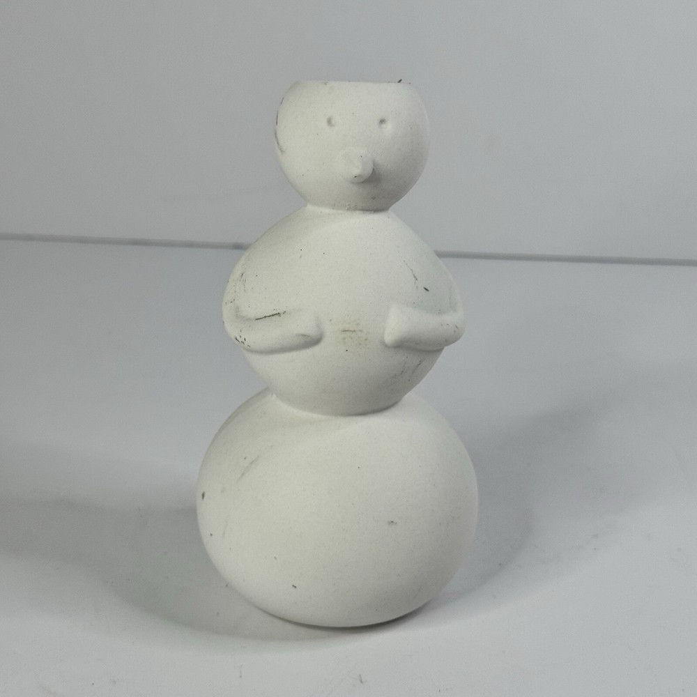 Snowman Candle Holder All White Ceramic