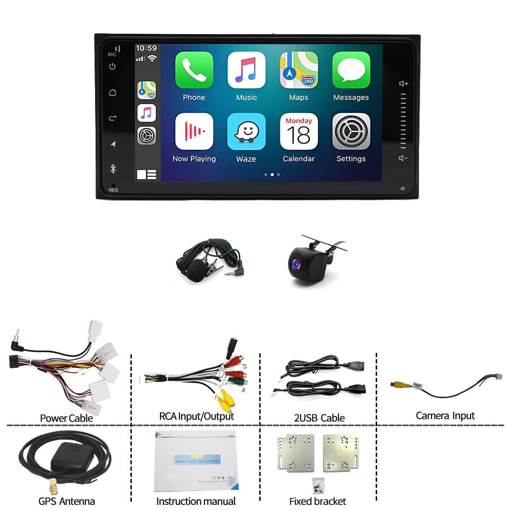 7'' Android 14 Car Stereo Wireless Carplay Android Auto for Highlander 2000-2007