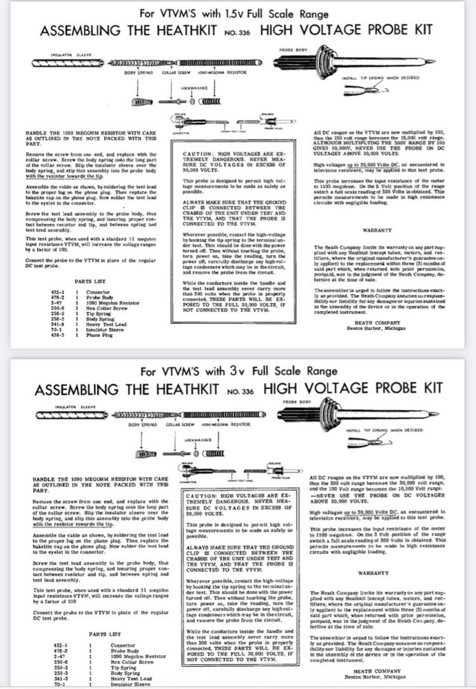 Vintage Heath Heathkit Model 336 High Voltage Probe