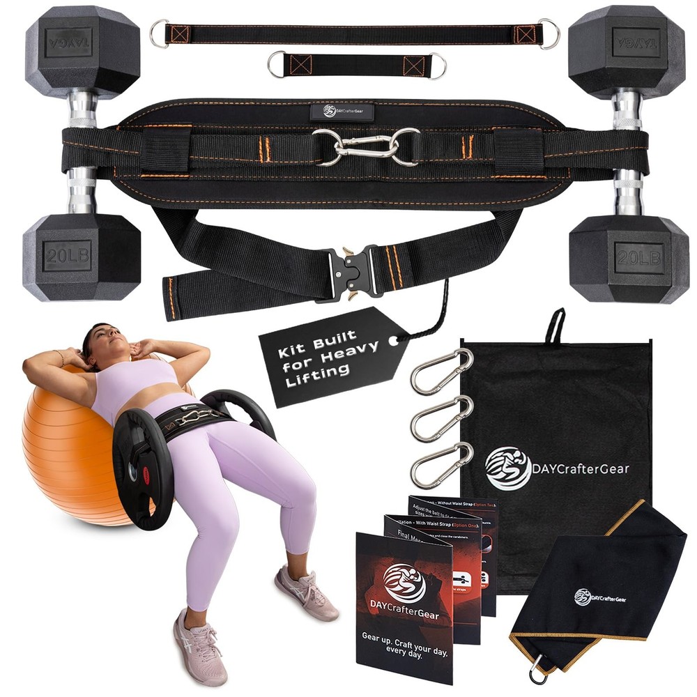Hip Thrust Belt for Weights, Dumbbells & Kettlebells – Heavy Duty Glute Worko...