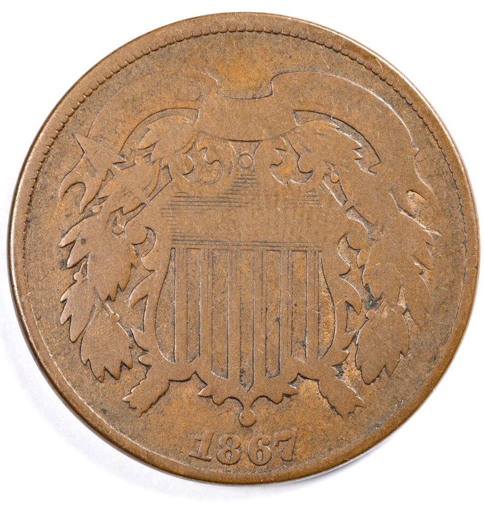 1867 Good (G) 2C Two Cent Piece