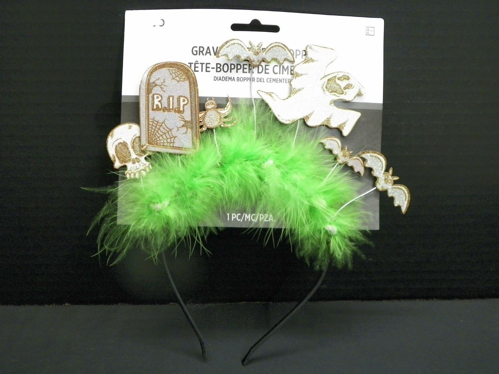 Halloween Graveyard Theme Head Bopper Headband Ghost Bats Skull Spider