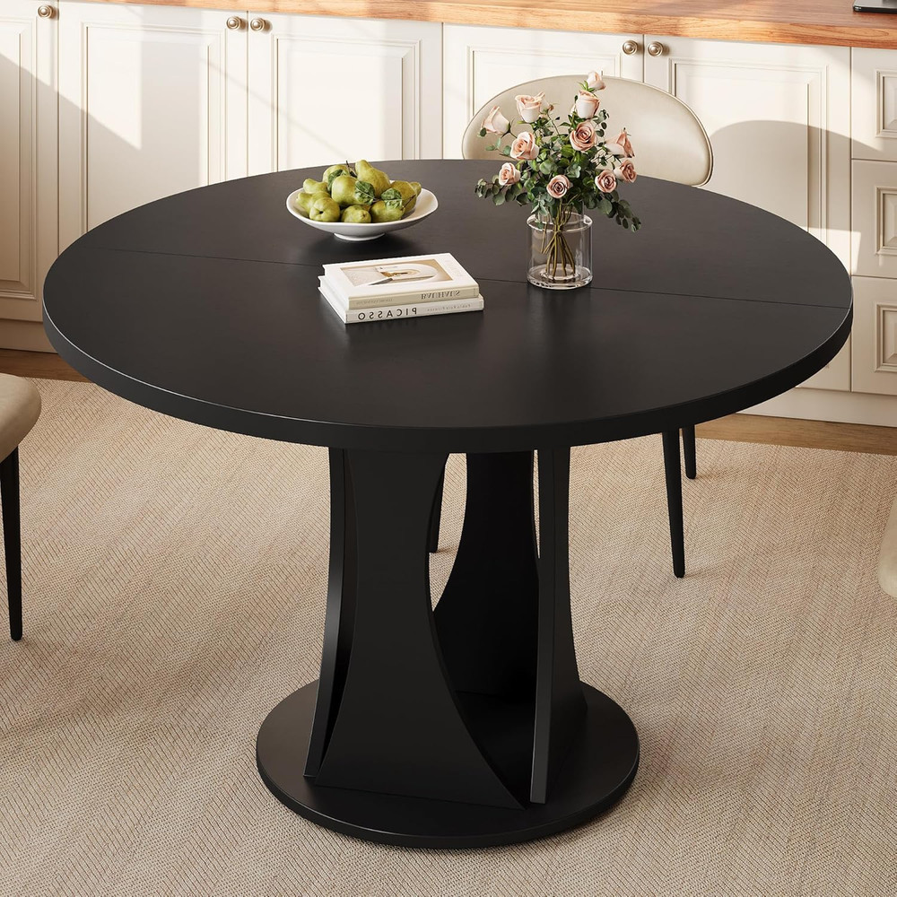 Einhomn round Dining Table for 4-6, Kitchen Table with Sturdy Double Arc & Round