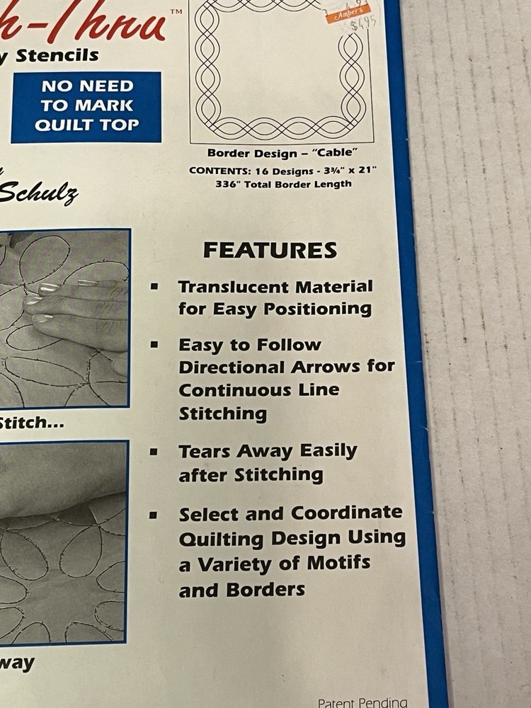 EZ Quilting Stitch-Thru Cable 6104 Cut Pattern