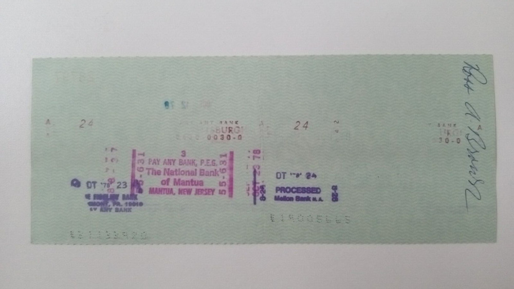 Ross A. Brown: 1978 Pittsburgh Pirates Expense Check