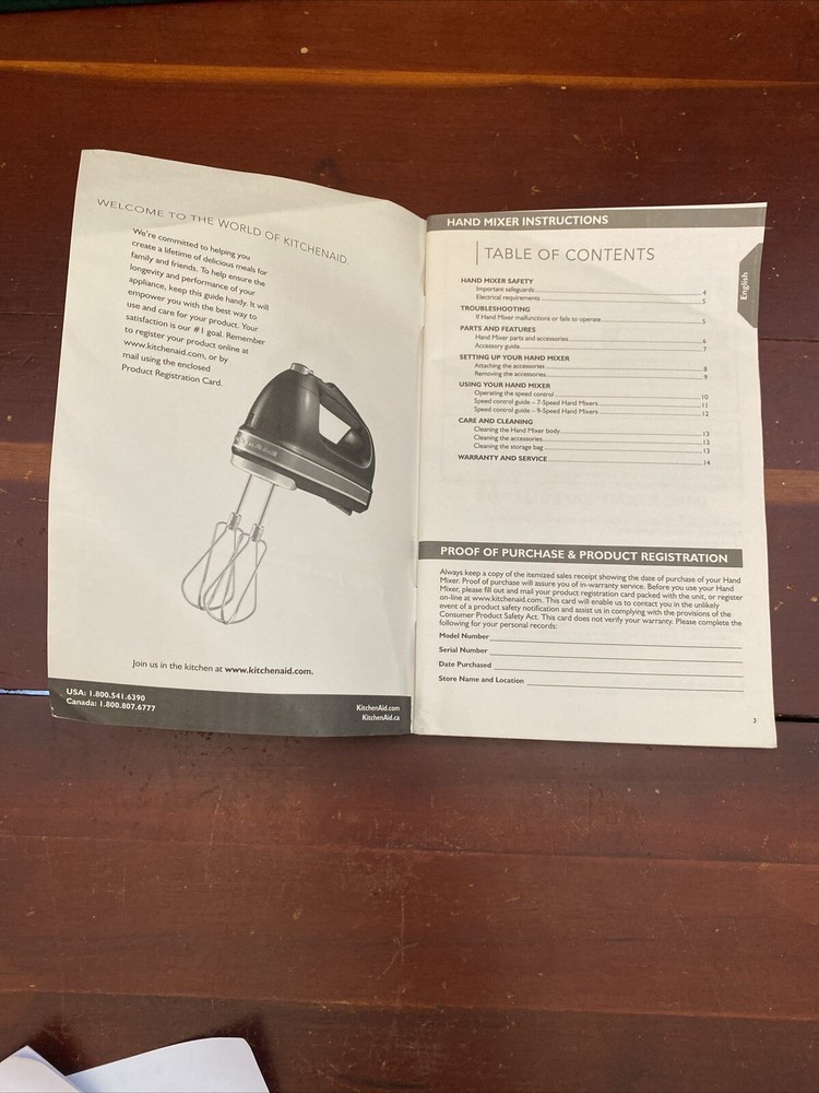 KitchenAid Hand Mixer KHM72 & KHM92 Instruction Book