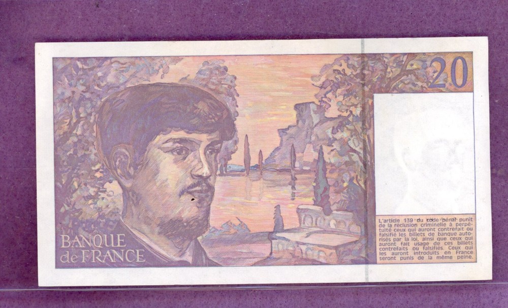 FRANCE ~ 1990 ~ 20 FRANCS NOTE ~ AU