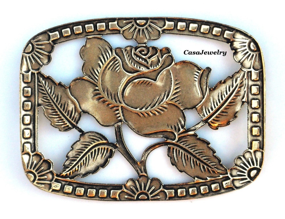 #5025 ANTIQUED GOLD RECTANGULAR ROSE COMPONENT