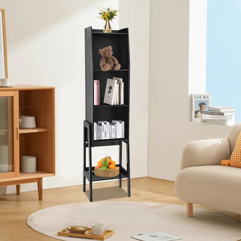 Rectangular Five-tier Modern End Table Storage Side Table Cabinet Black NEW/US