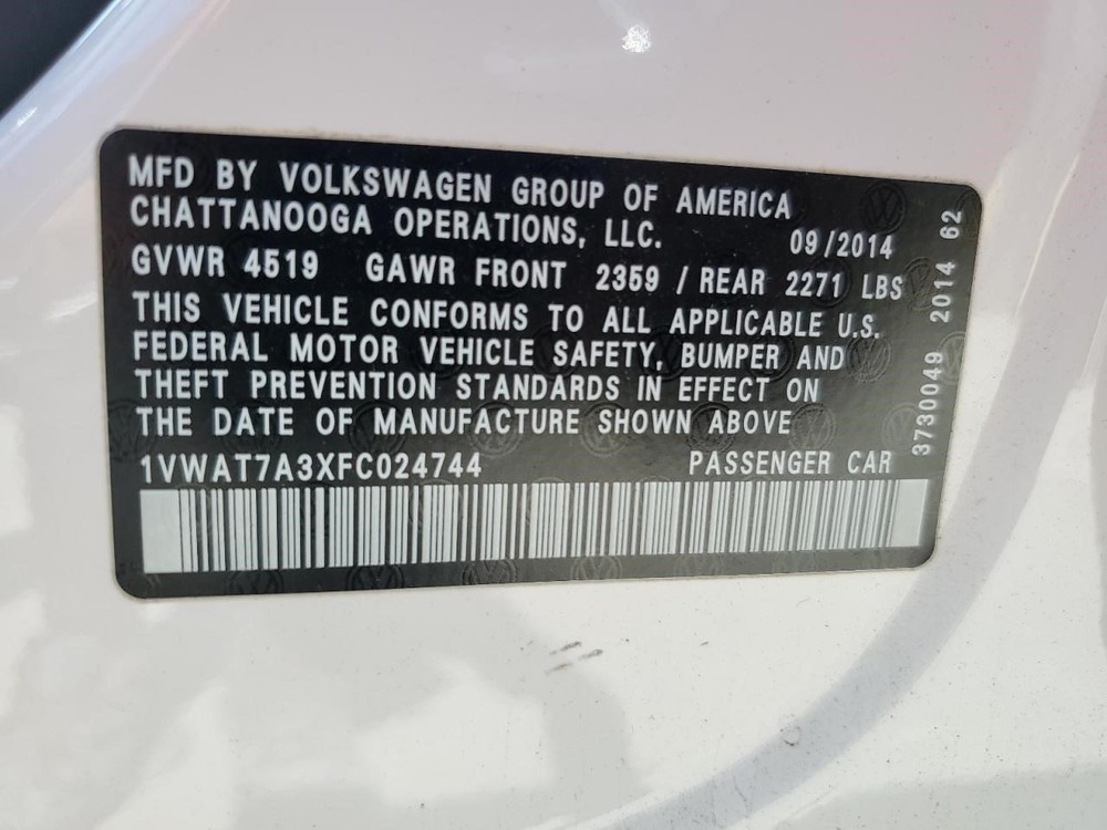 2012 2013 2014 2015 2016 2017 2018 2019 VOLKSWAGON PASSAT Engine Wire Harness