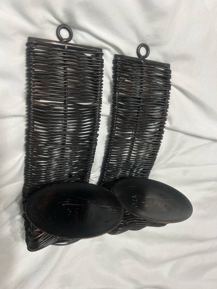 Sconces Weaved Wrought Iron Dark Brown Wall Sconces