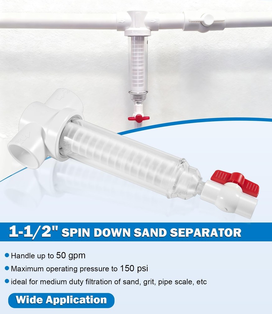 100 Mesh Spin Down Sand Separator for Rusco Vu-Flow 1.5" Spin-Down Filter 50 GPM