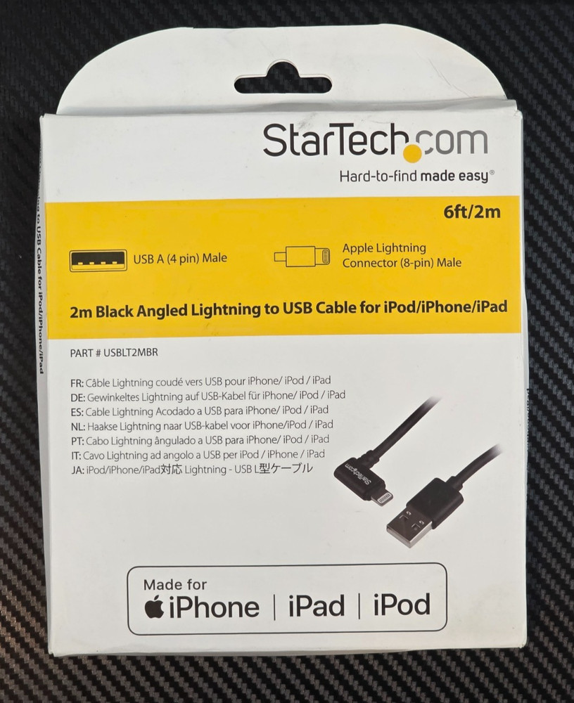 StarTech.com 6ft Black Angled Lightning To USB Cable For iPod/iPhone/iPod *Read