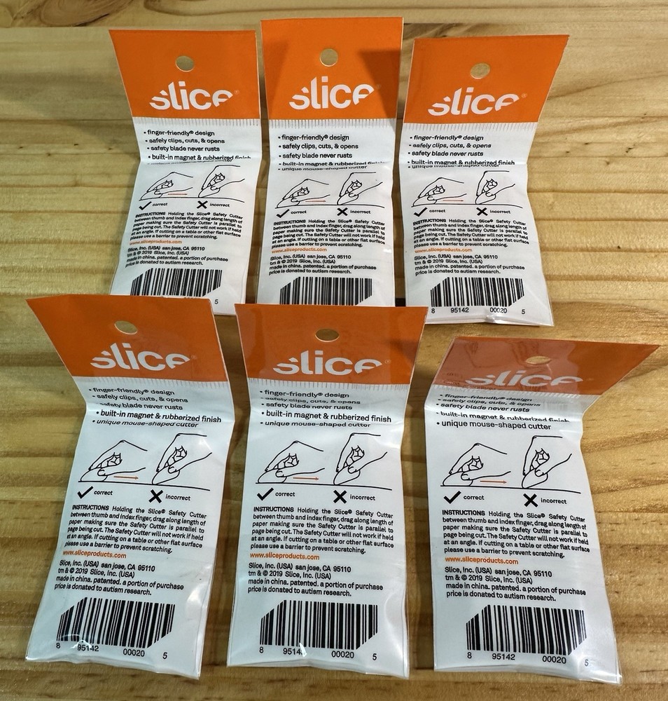 *6* *SliceSafety Cutters, Fixed, Non Replaceable Micro Safety Blade, Ceramic*