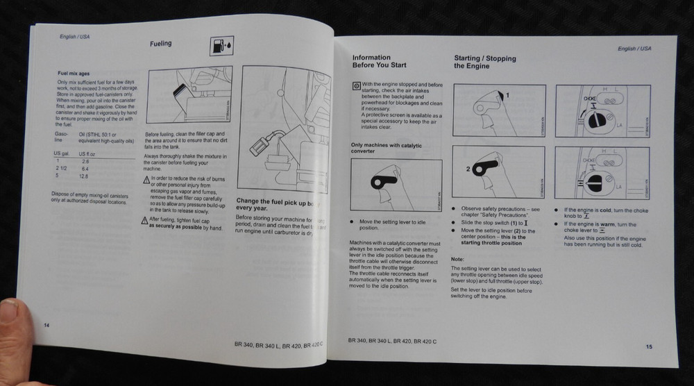 Genuine STIHL Model BR 340 420 Backpack Leaf Blower Operators Owners Manual