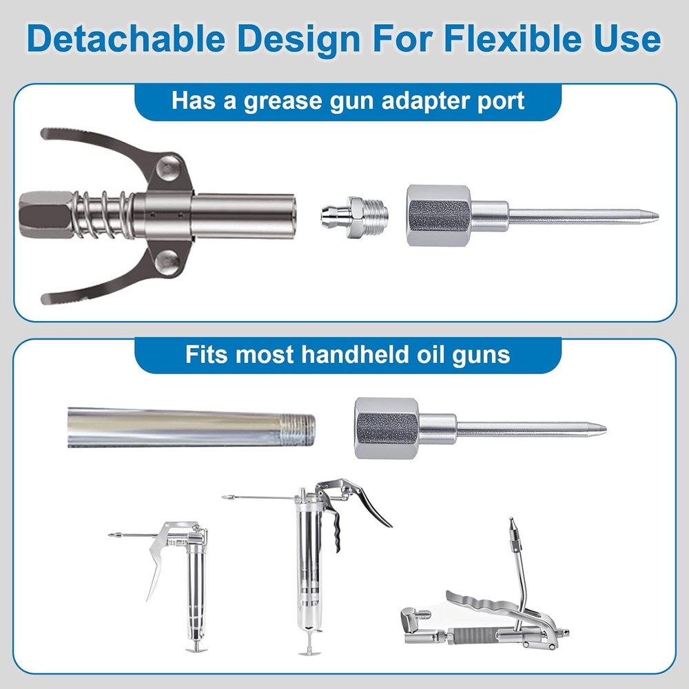 5PCS Grease Gun Needle Accessory Set, Includes Grease Needle Dispenser, Rubber C