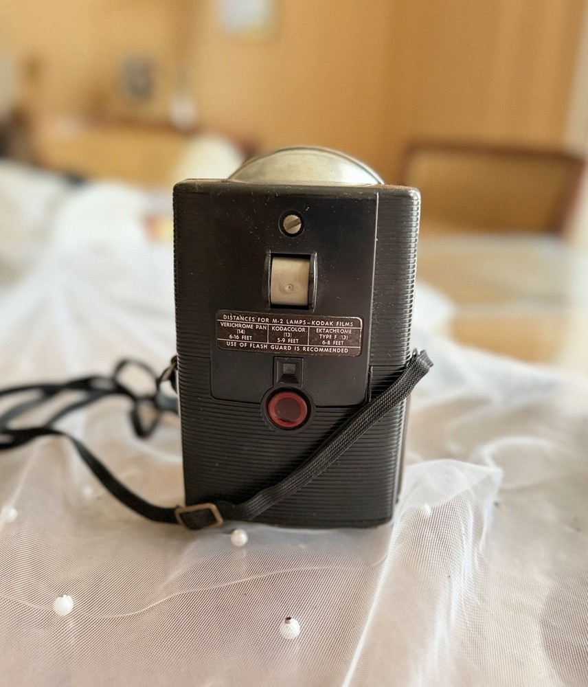 Kodak Brownie Starflash Camera Black Silver White with Flashflex Flash Gun