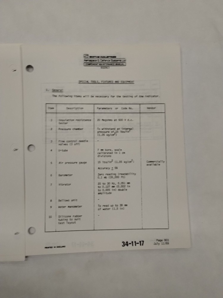 Smiths Industries Vertical Speed Indicator Component Maintenance Illust. Parts