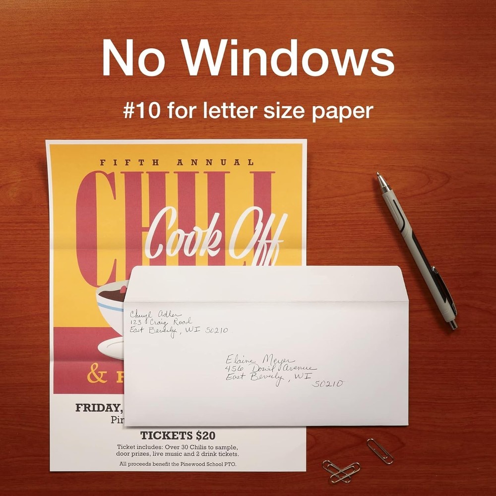 Letter Size Security Envelopes, 100 Pack - Self-Sealing for Maximum Protection